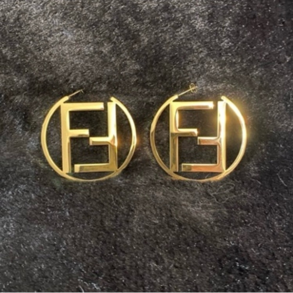 Designer Gold Logo Earrings
